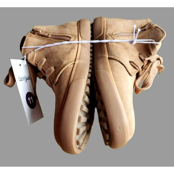 Cat & Jack Footwear Tan Unisex Suede Boots Lace/Zipper Up Size 11 Casual New W/T - Picture 3 of 12